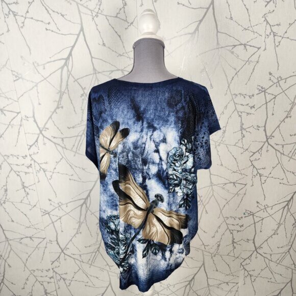 Model France Artsy Dragonfly Rhinestone Stretch Knit Tunic - Picture 5 of 8